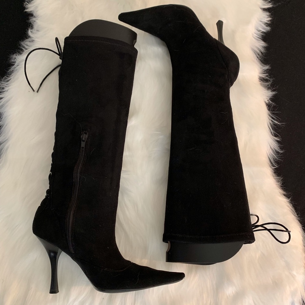 BCBGirls Black suede stretch boots Size 7